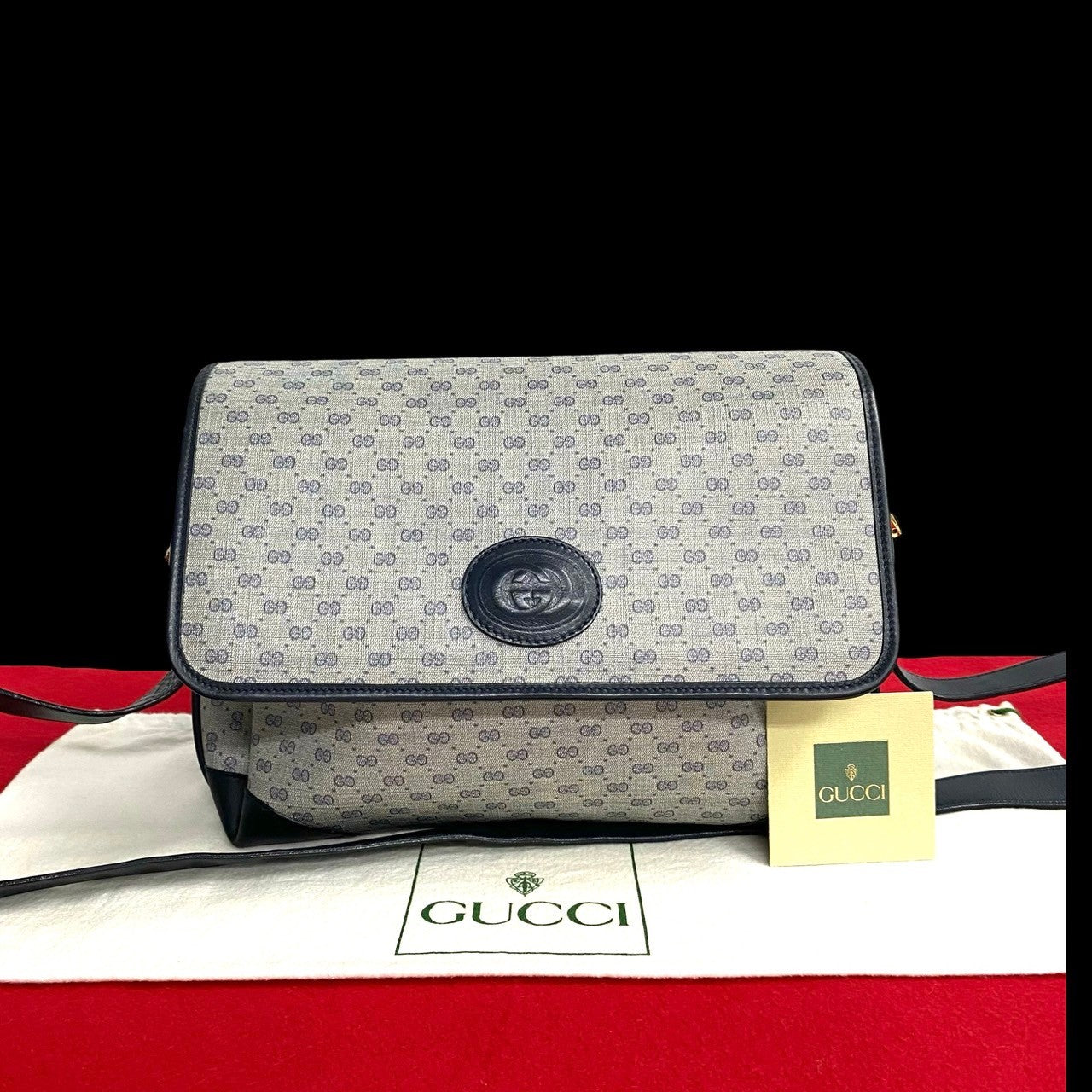 GUCCI Shoulder Bag leather Navy