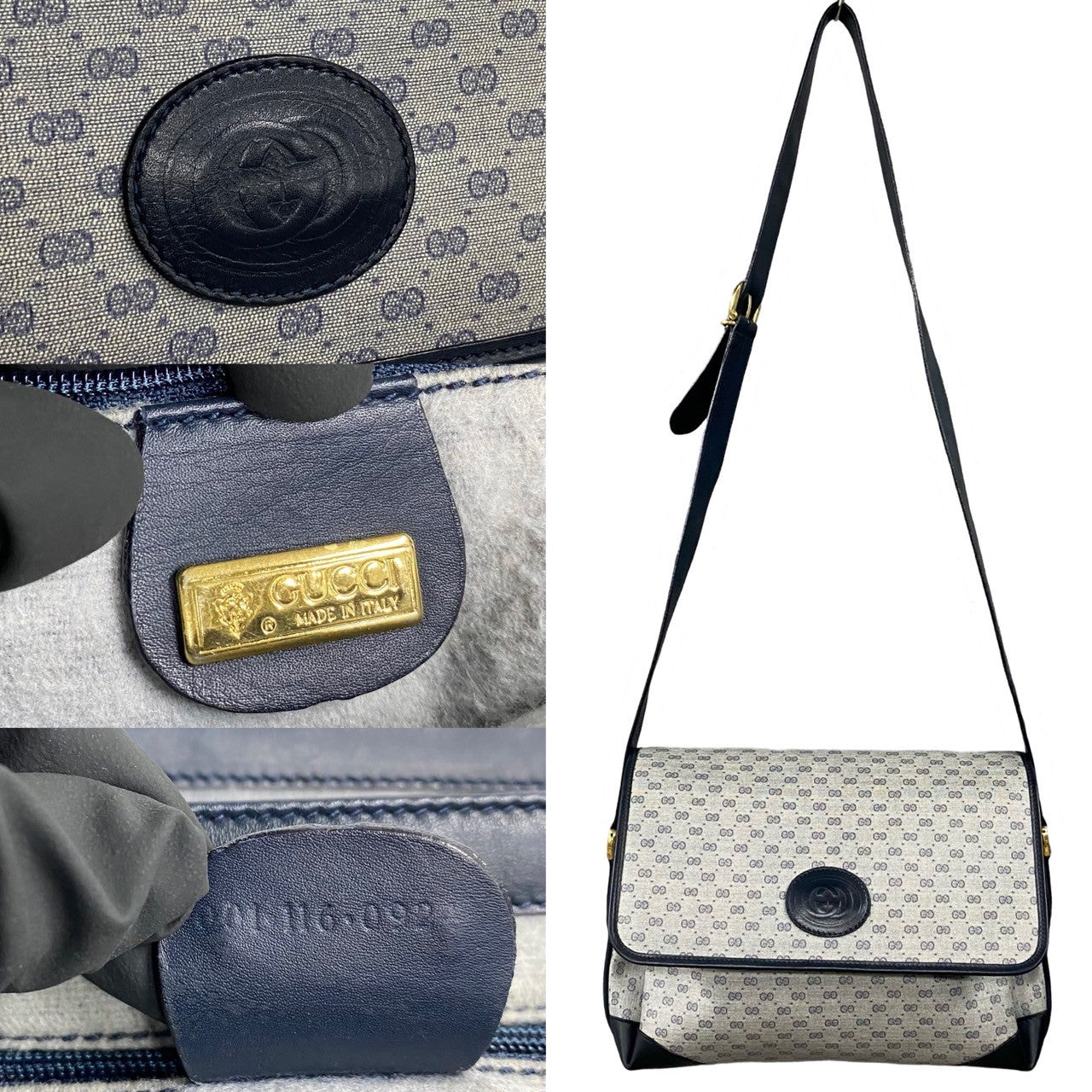 GUCCI Shoulder Bag leather Navy