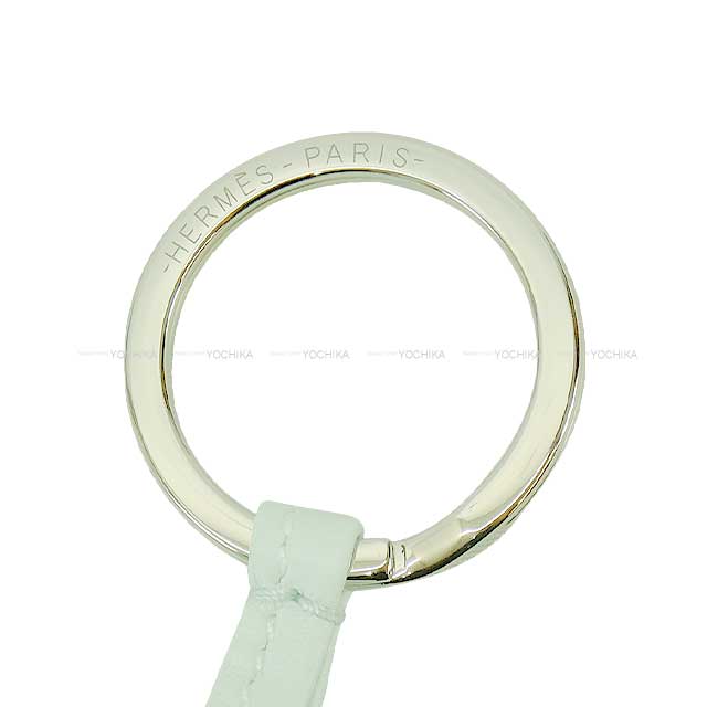 HERMES key ring Carmen Vert Peppermint Agneau Milo Silver HW Stamp