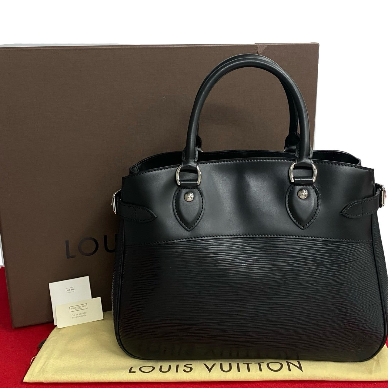 LOUIS VUITTON Handbag leather black Epi Passy PM