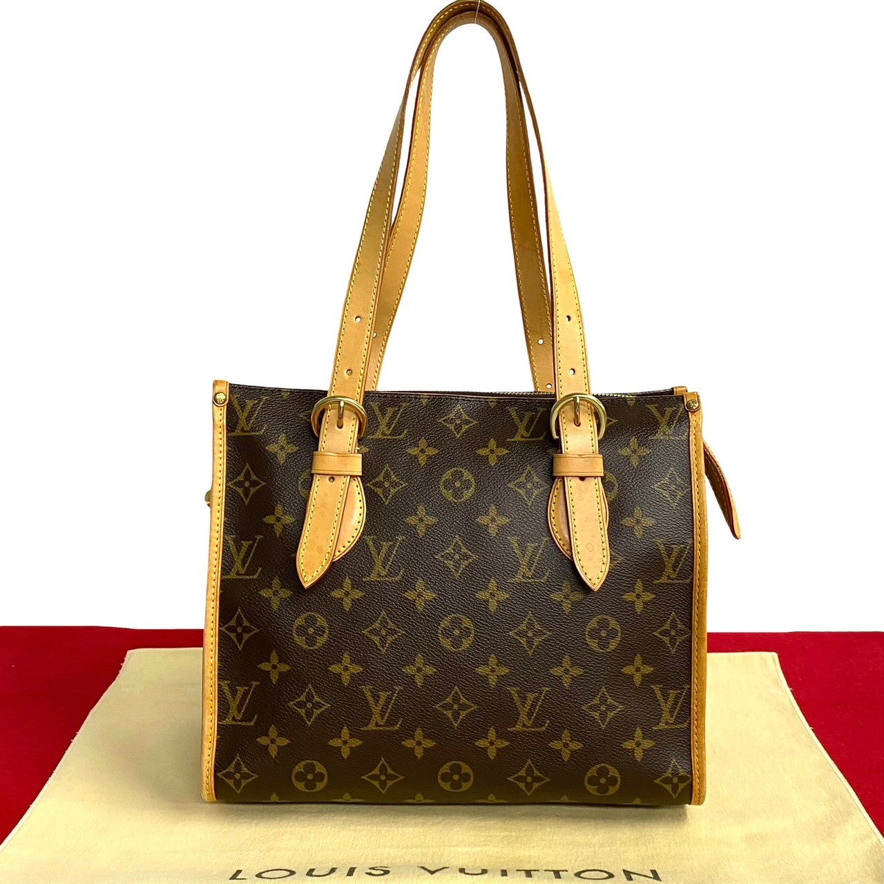 LOUIS VUITTON Handbag leather Brown Monogram Popincourt Haut