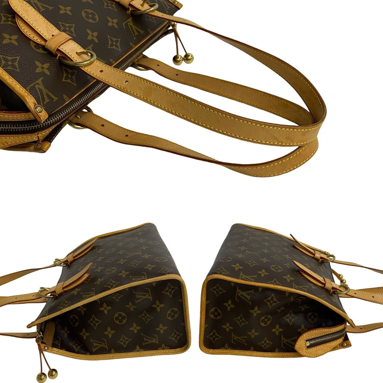 LOUIS VUITTON Handbag leather Brown Monogram Popincourt Haut