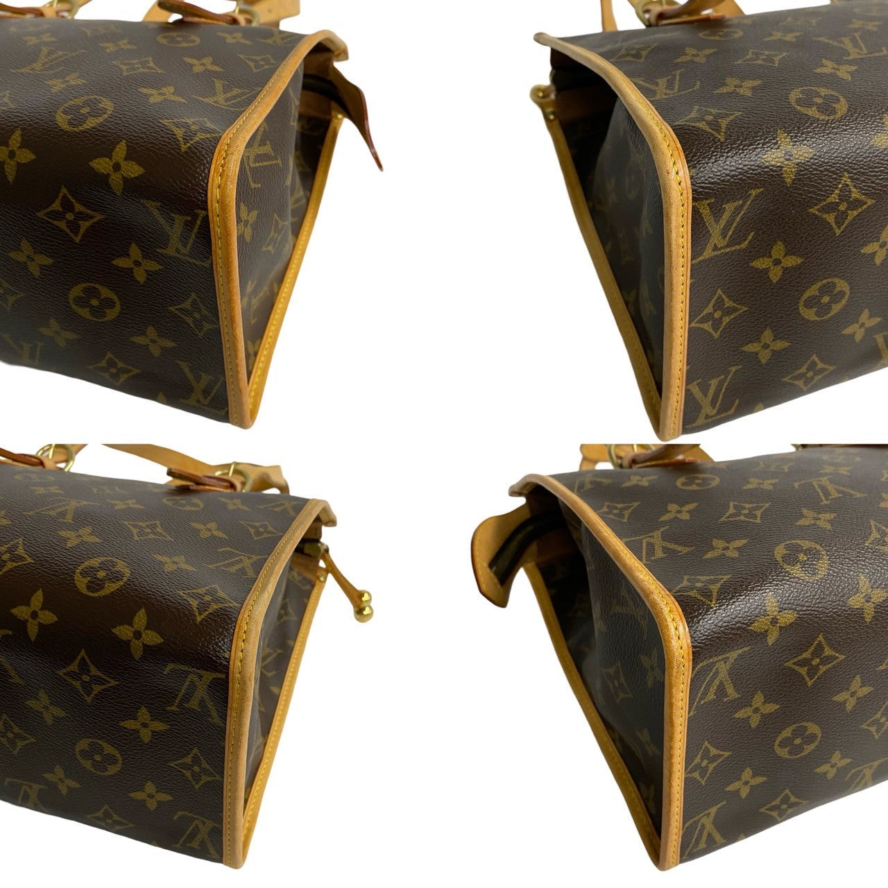 LOUIS VUITTON Handbag leather Brown Monogram Popincourt Haut