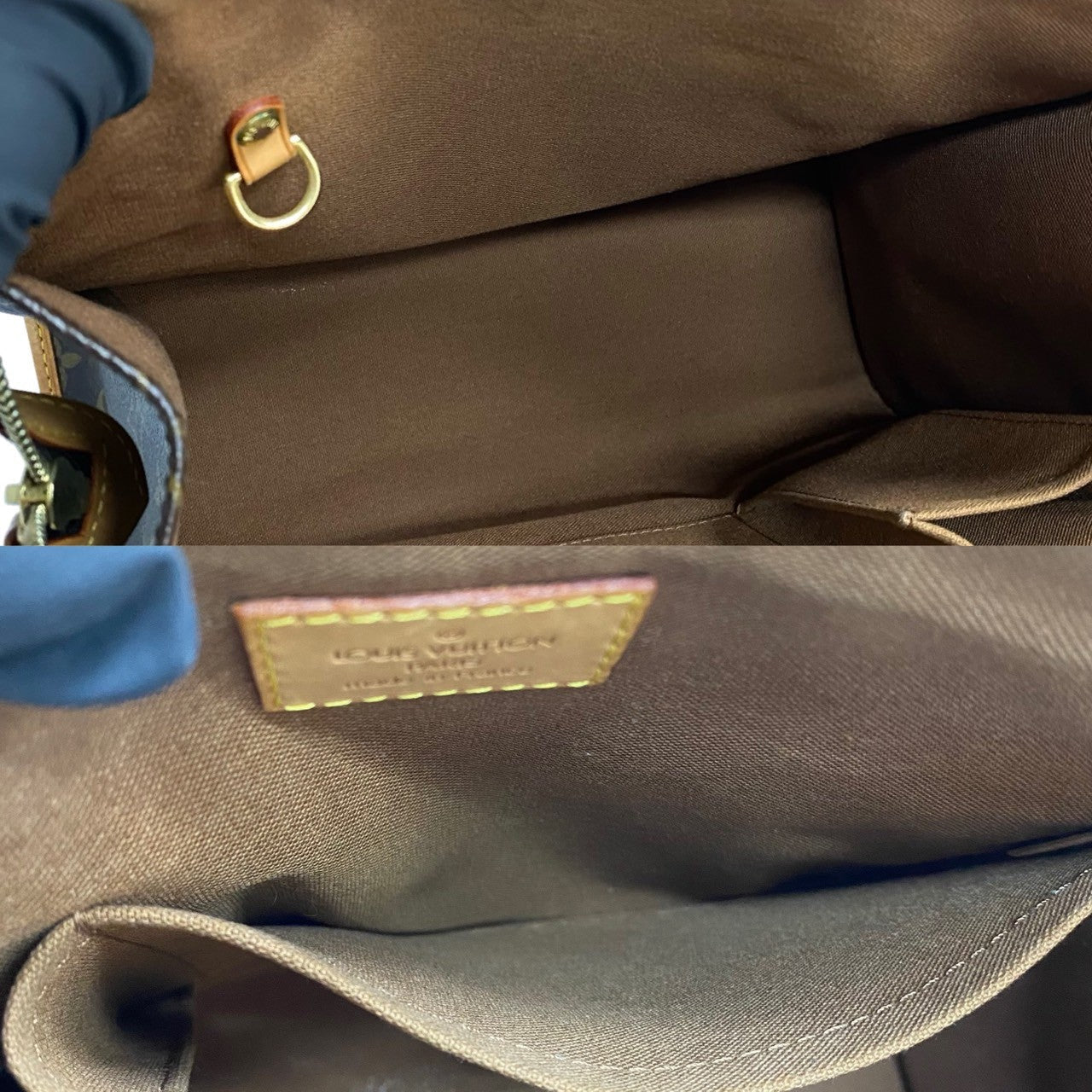 LOUIS VUITTON Handbag leather Brown Monogram Popincourt Haut