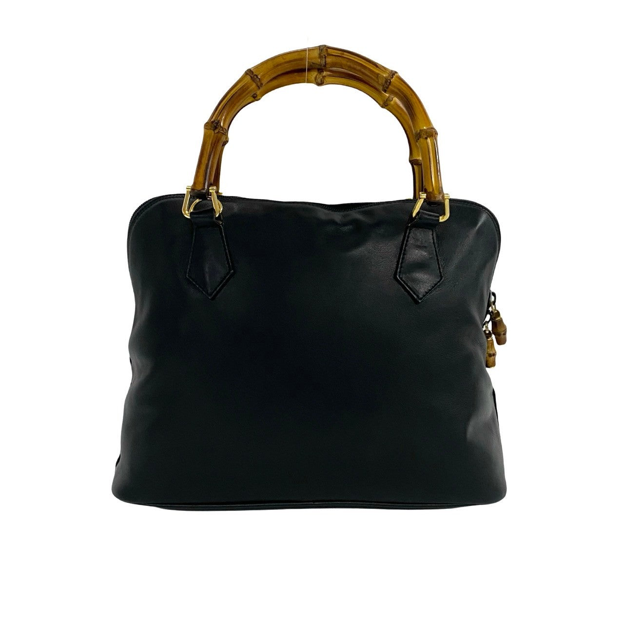 GUCCI Shoulder Bag leather black Bamboo