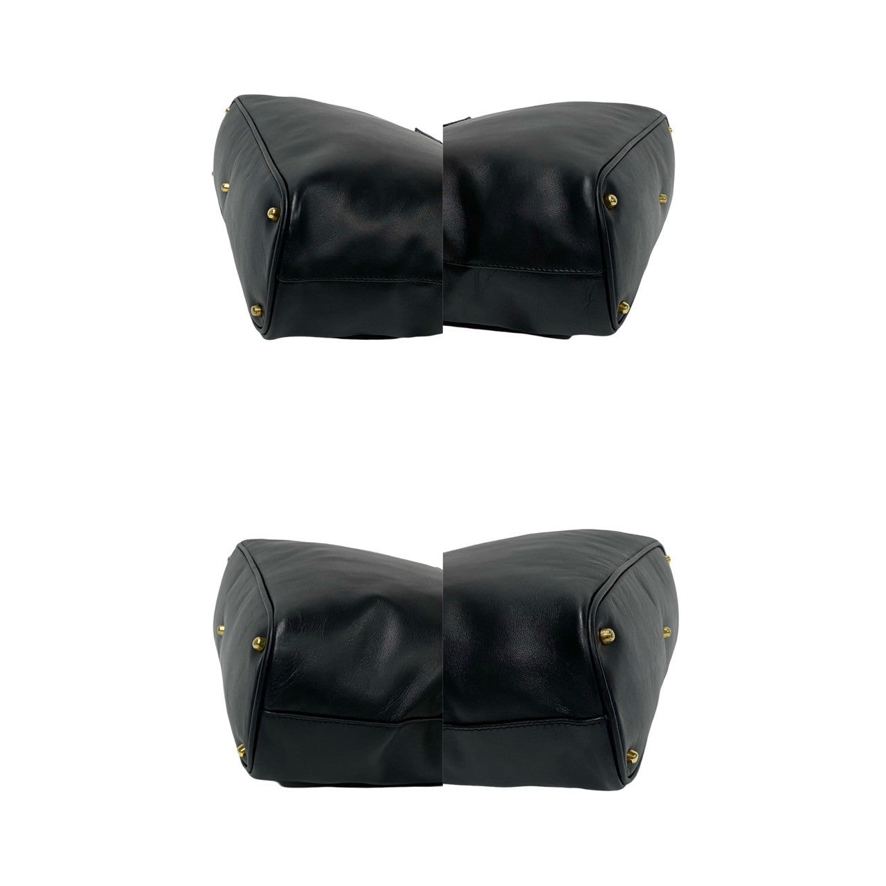 GUCCI Shoulder Bag leather black Bamboo