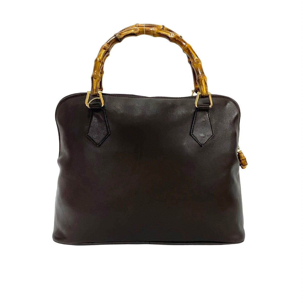 GUCCI Shoulder Bag leather Brown Bamboo
