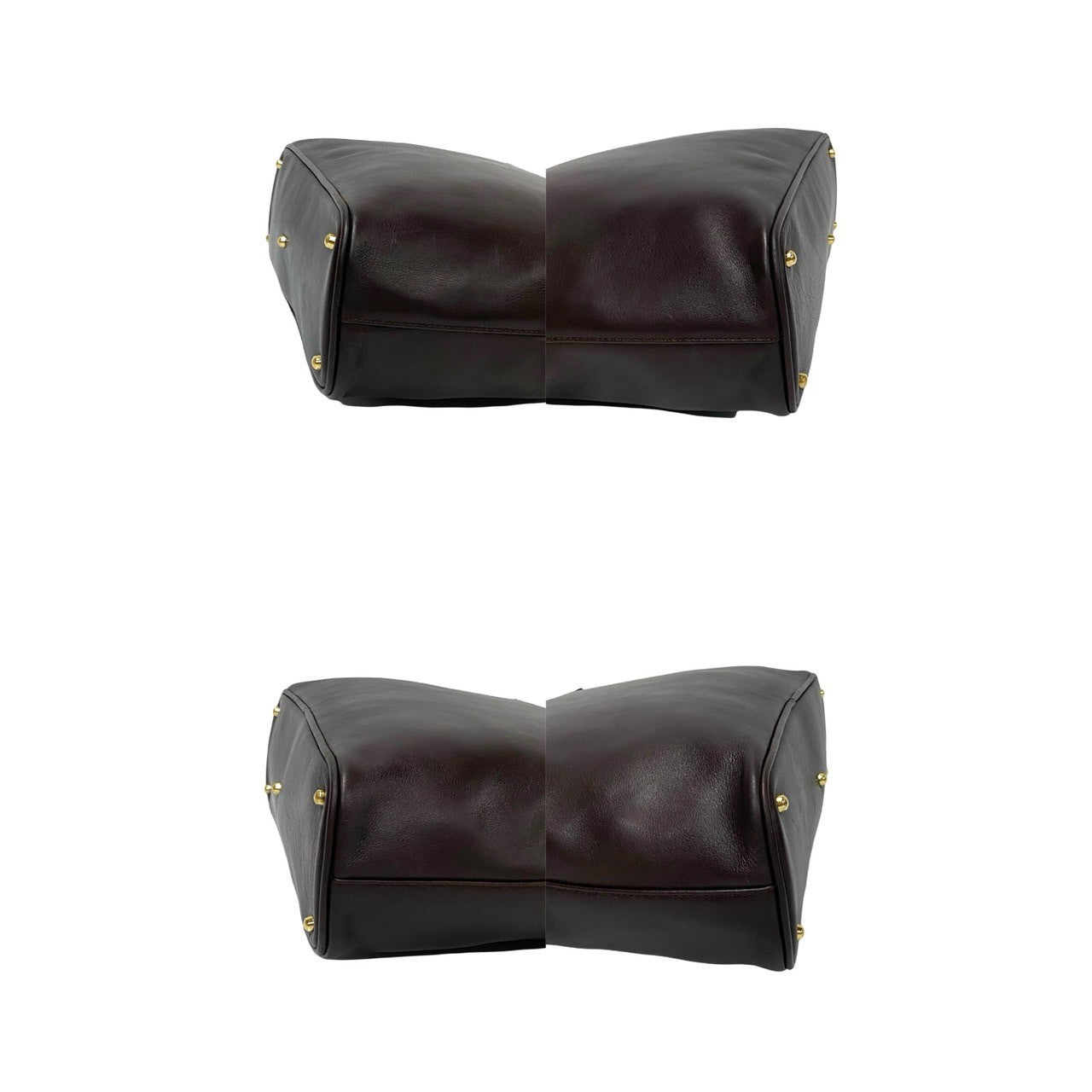 GUCCI Shoulder Bag leather Brown Bamboo
