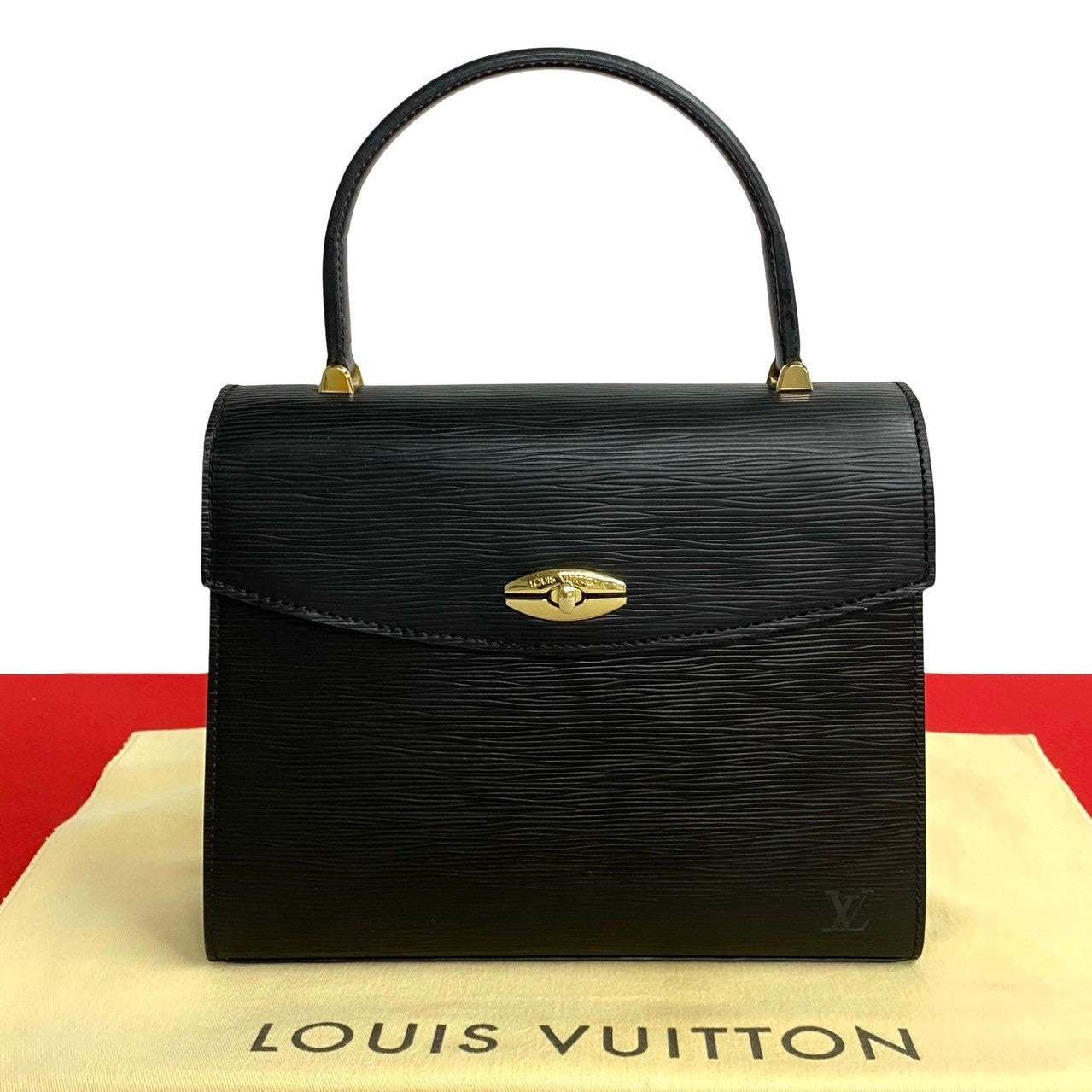 LOUIS VUITTON Handbag Epi Leather black Epi Malesherbes