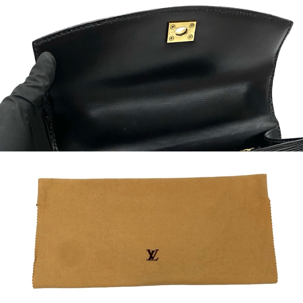 LOUIS VUITTON Handbag Epi Leather black Epi Malesherbes