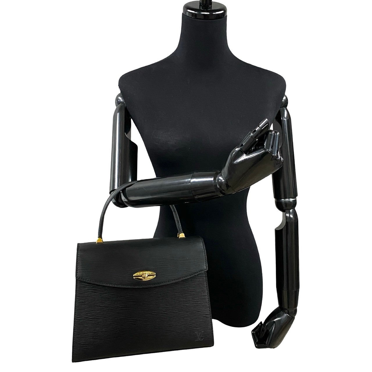 LOUIS VUITTON Handbag Epi Leather black Epi Malesherbes