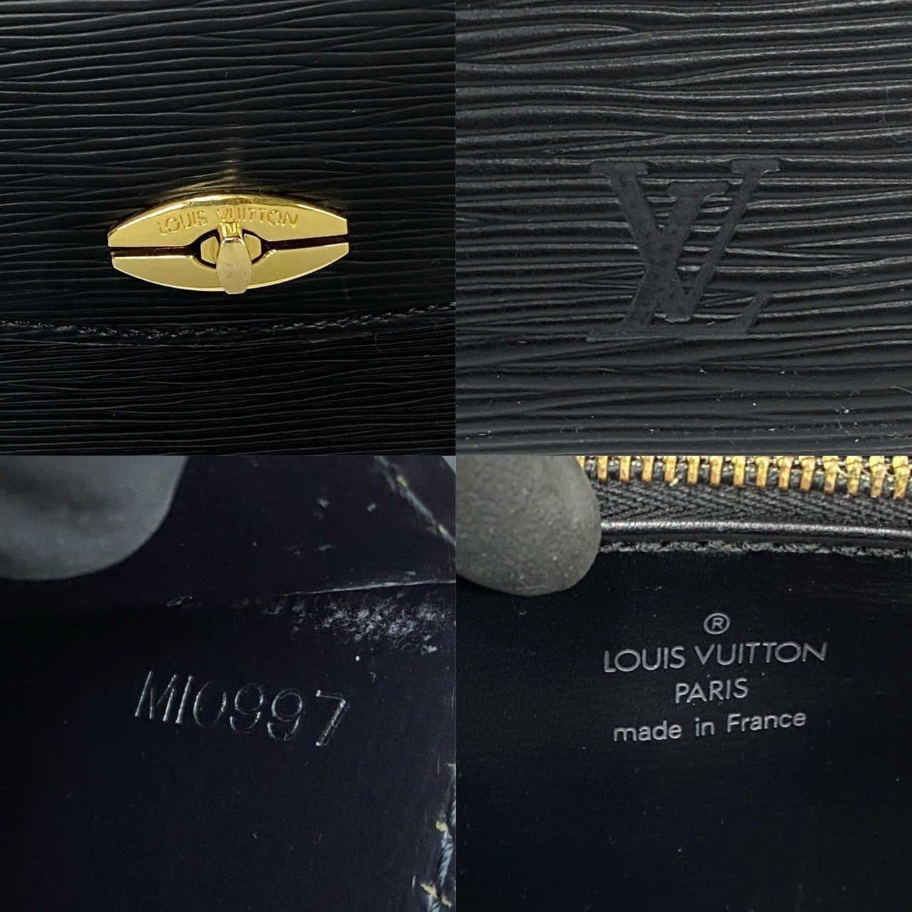 LOUIS VUITTON Handbag Epi Leather black Epi Malesherbes