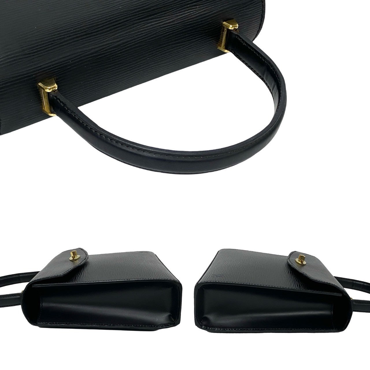 LOUIS VUITTON Handbag Epi Leather black Epi Malesherbes