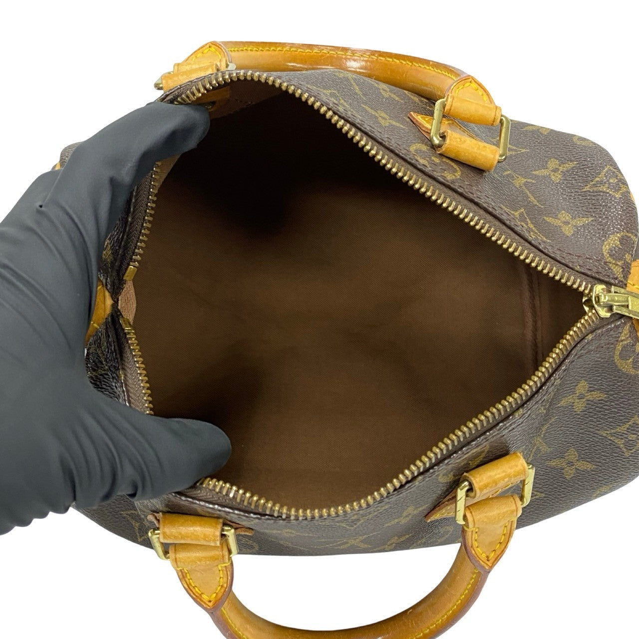 LOUIS VUITTON Boston Duffel bag leather Brown Monogram Speedy 25