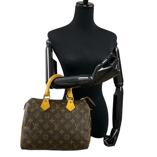 LOUIS VUITTON Boston Duffel bag leather Brown Monogram Speedy 25