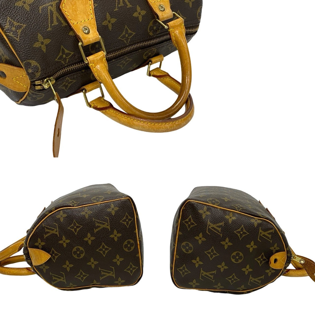 LOUIS VUITTON Boston Duffel bag leather Brown Monogram Speedy 25