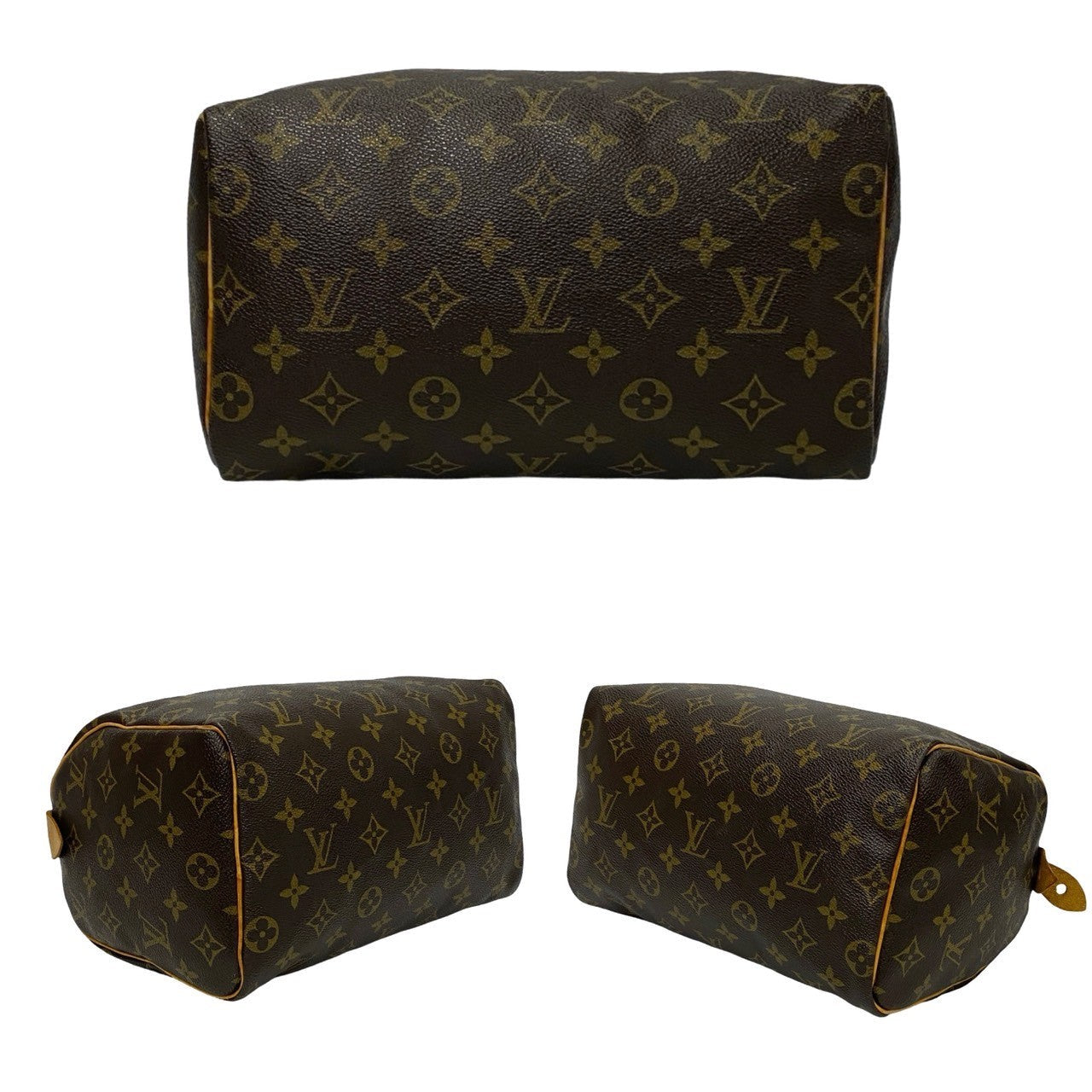 LOUIS VUITTON Boston Duffel bag leather Brown Monogram Speedy 25