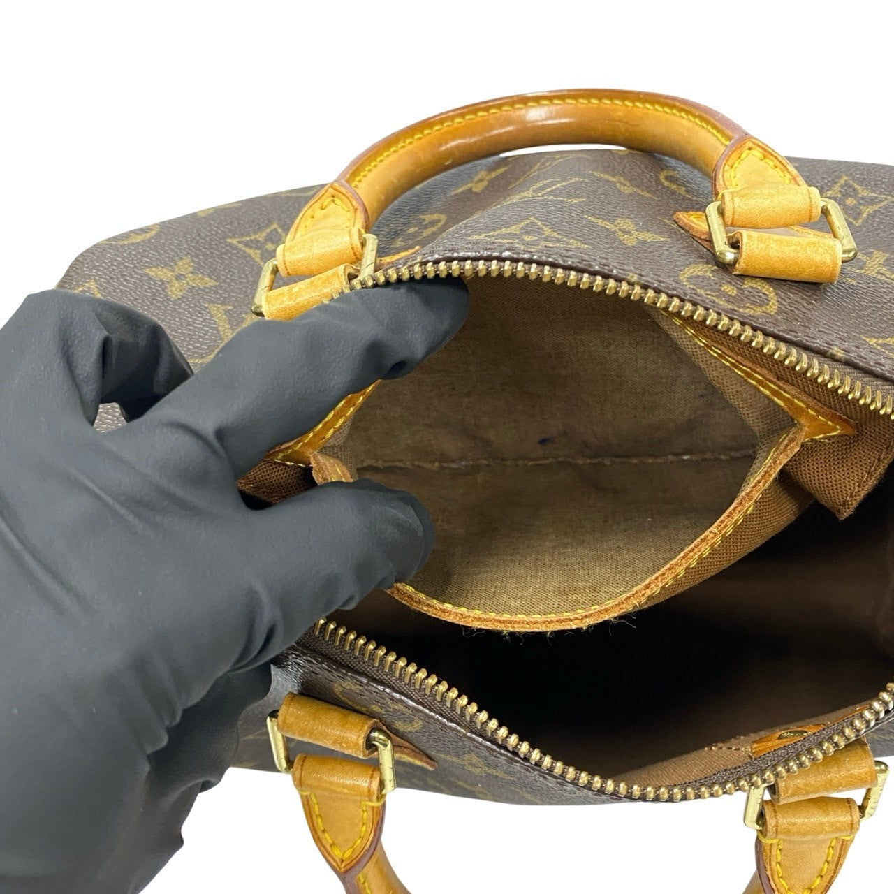 LOUIS VUITTON Boston Duffel bag leather Brown Monogram Speedy 25