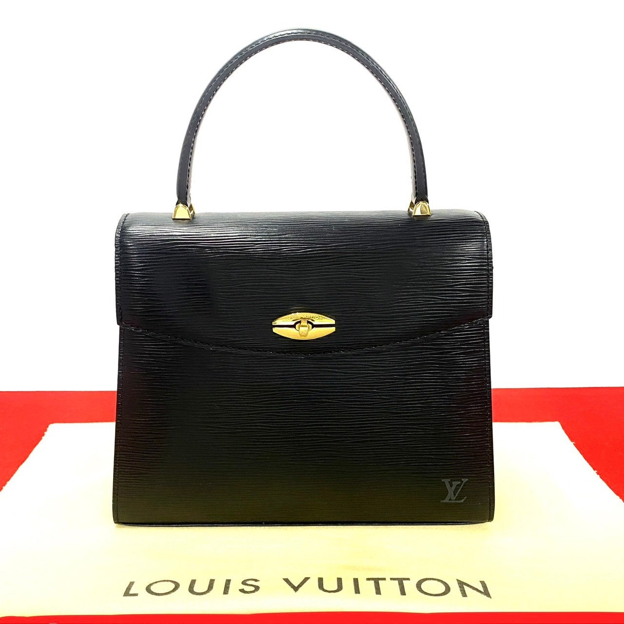 LOUIS VUITTON Handbag Epi Leather black Epi Malesherbes