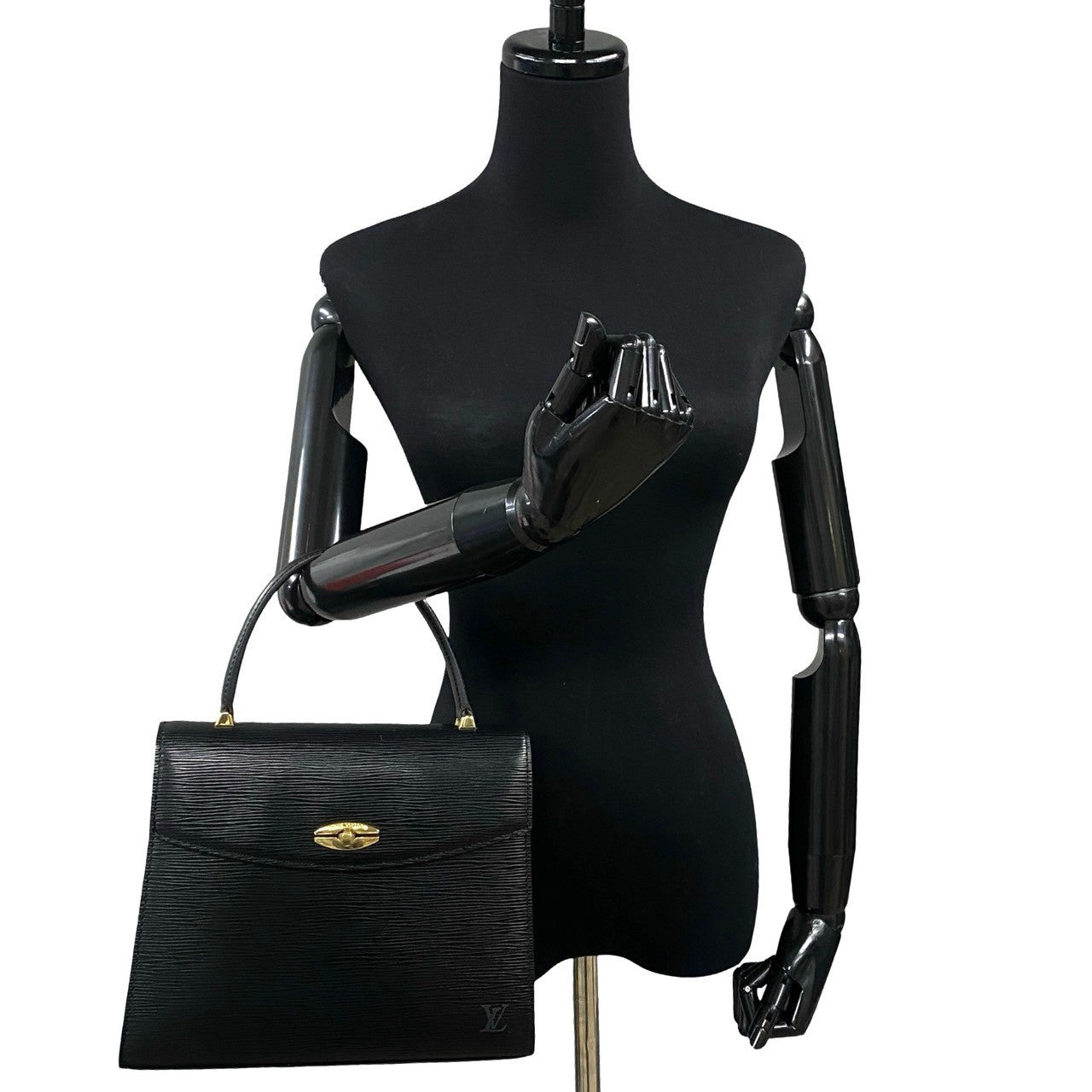 LOUIS VUITTON Handbag Epi Leather black Epi Malesherbes