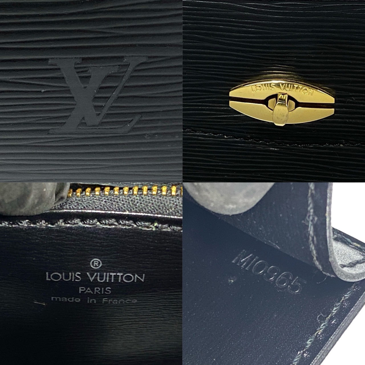LOUIS VUITTON Handbag Epi Leather black Epi Malesherbes