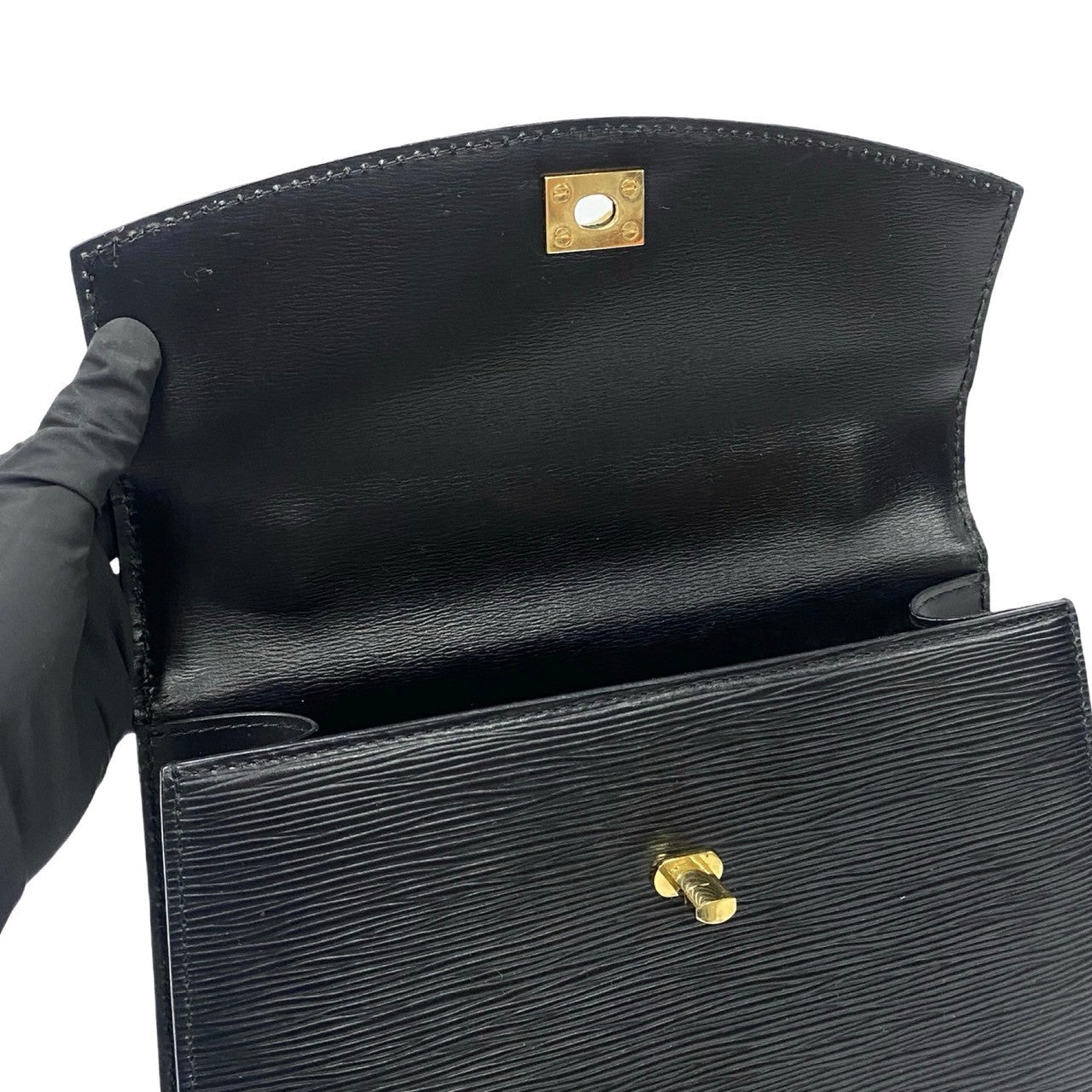 LOUIS VUITTON Handbag Epi Leather black Epi Malesherbes