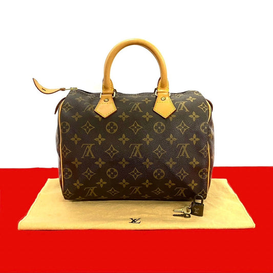 LOUIS VUITTON Boston Duffel bag leather Brown Monogram Speedy 25