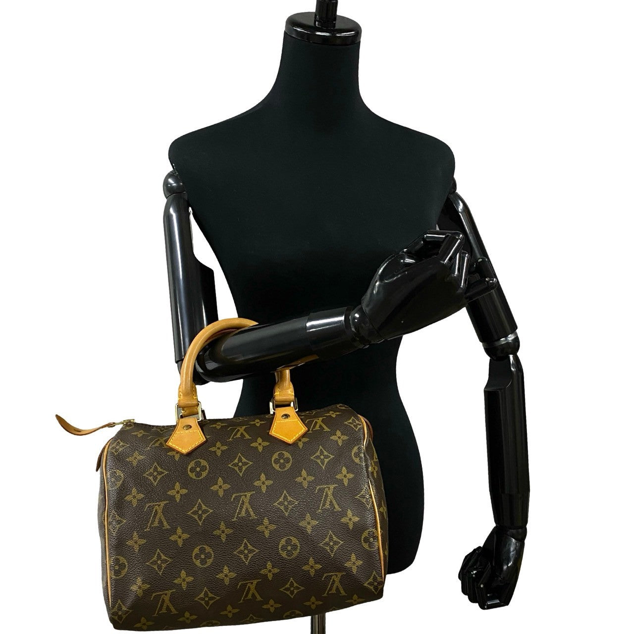 LOUIS VUITTON Boston Duffel bag leather Brown Monogram Speedy 25