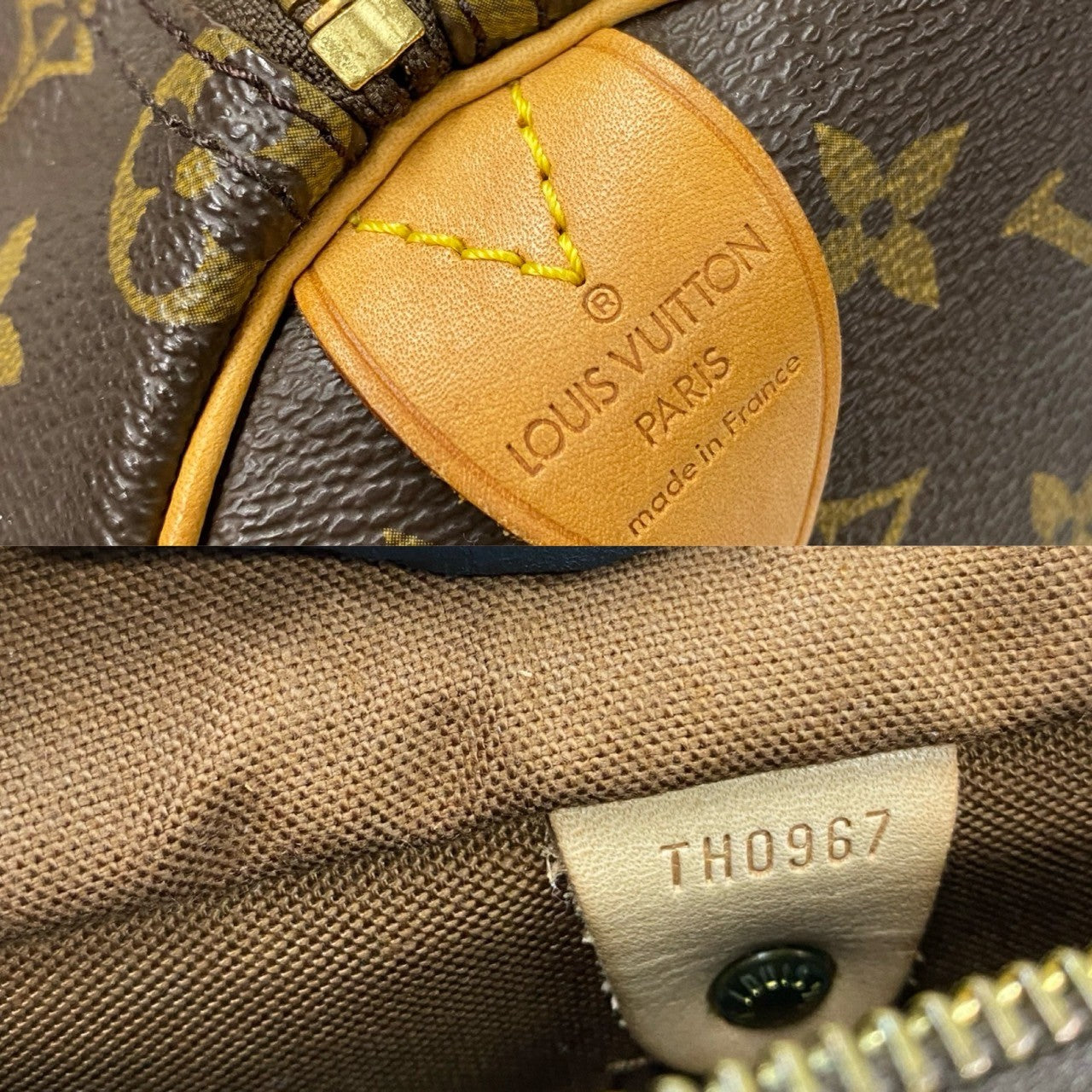 LOUIS VUITTON Boston Duffel bag leather Brown Monogram Speedy 25