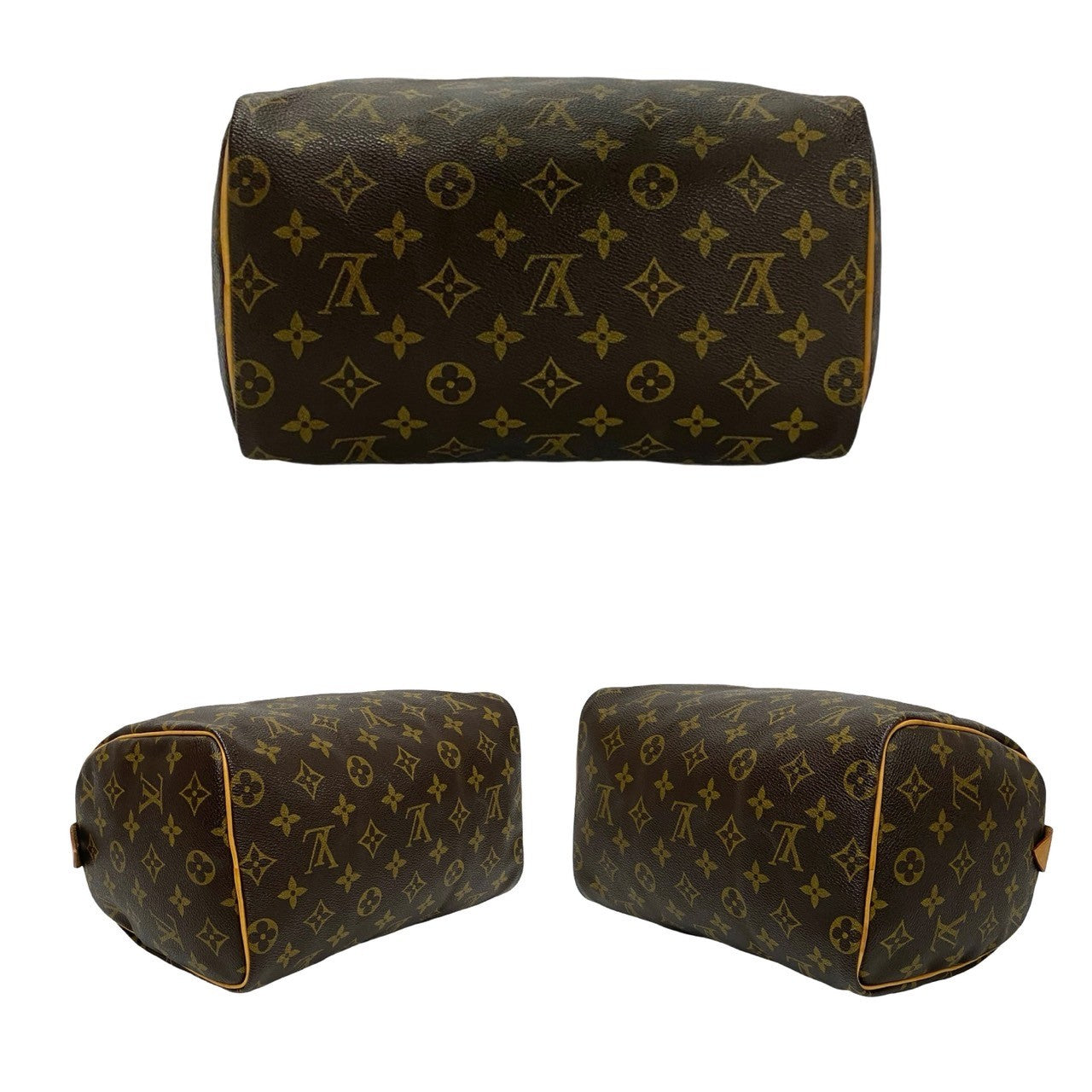 LOUIS VUITTON Boston Duffel bag leather Brown Monogram Speedy 25