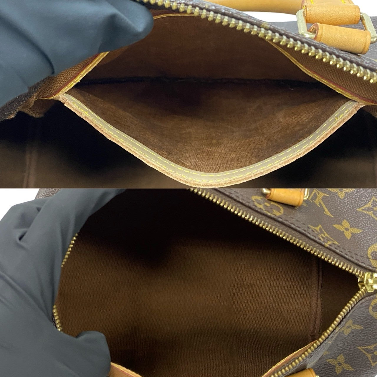 LOUIS VUITTON Boston Duffel bag leather Brown Monogram Speedy 25