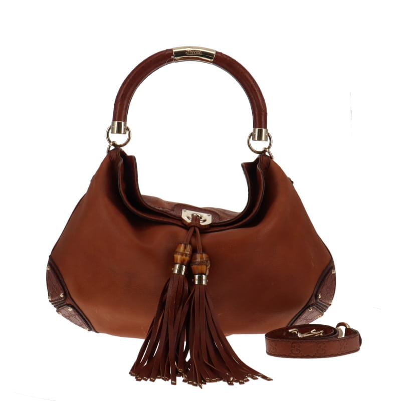 Gucci Indy Large Caramel Leather With Tassel