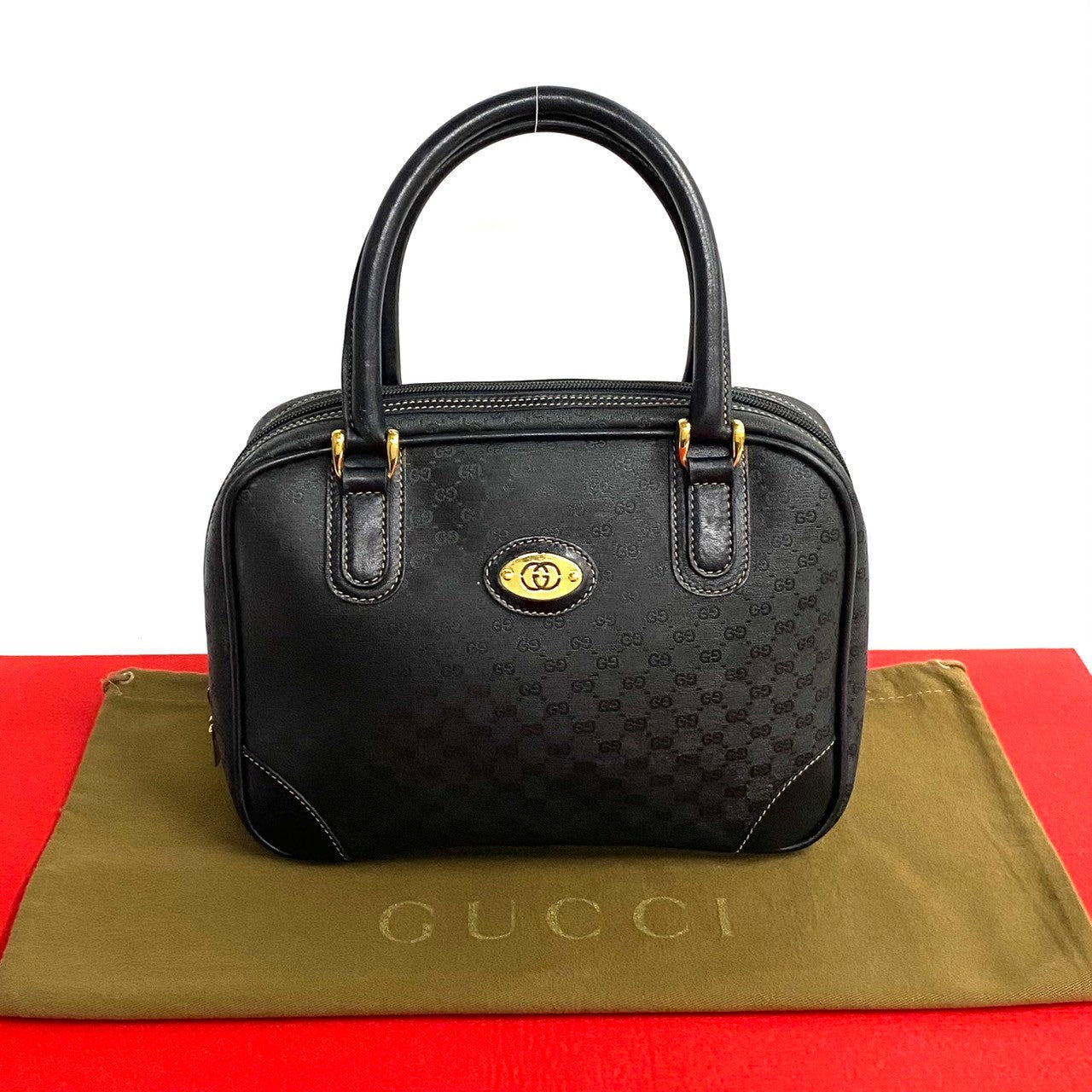 GUCCI Handbag leather black Old Gucci