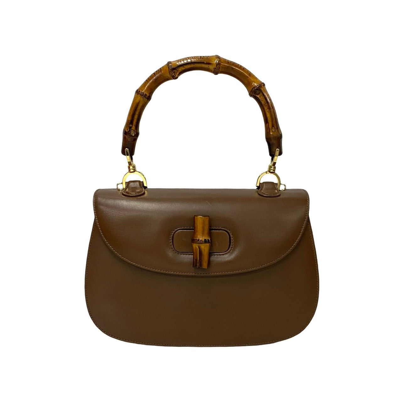 GUCCI Handbag leather Brown Bamboo Old Gucci