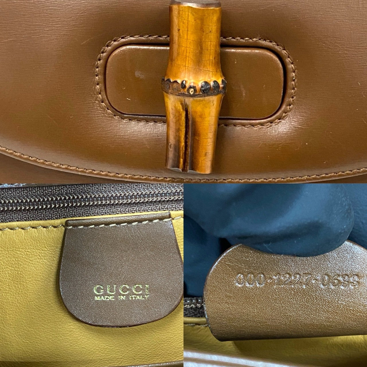 GUCCI Handbag leather Brown Bamboo Old Gucci