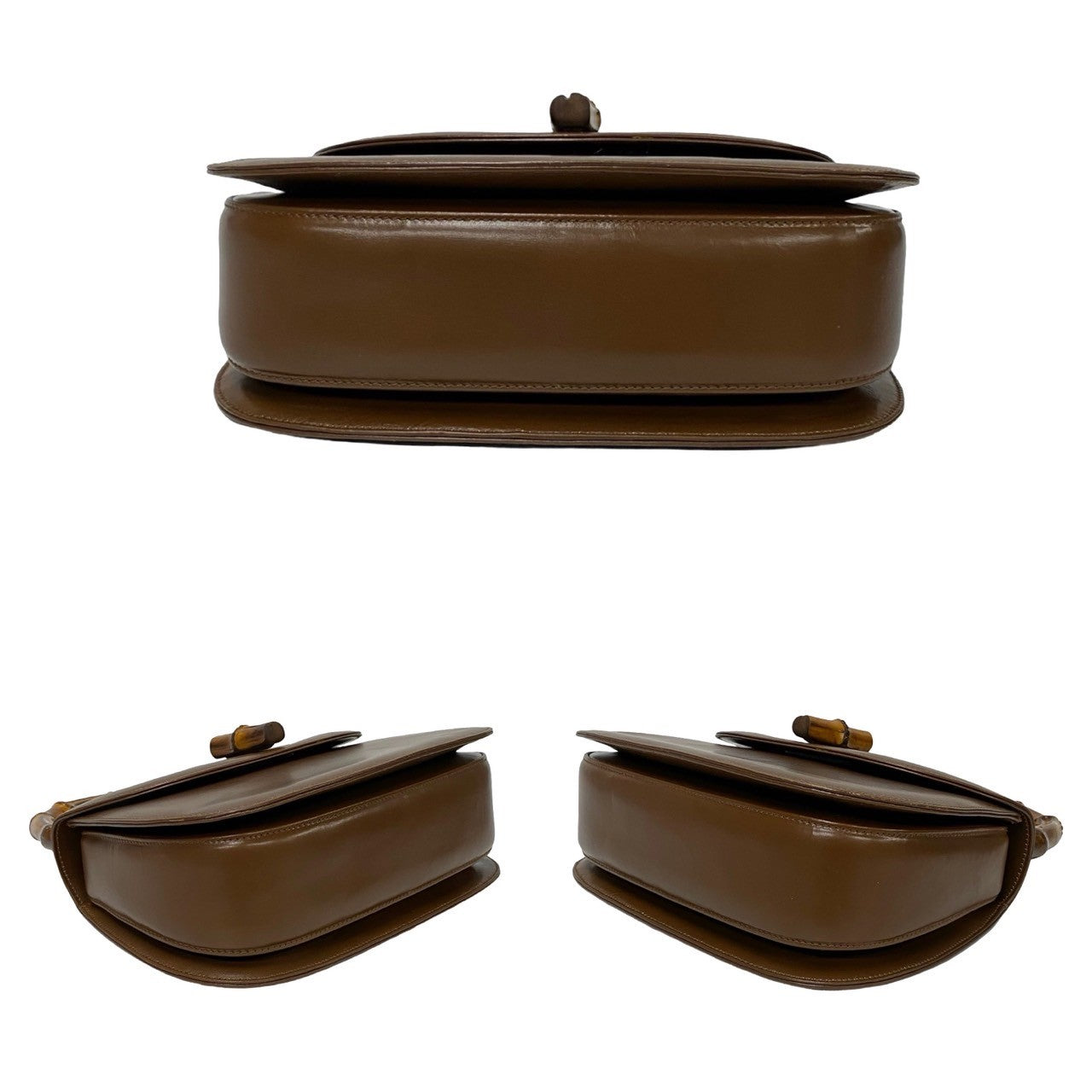 GUCCI Handbag leather Brown Bamboo Old Gucci