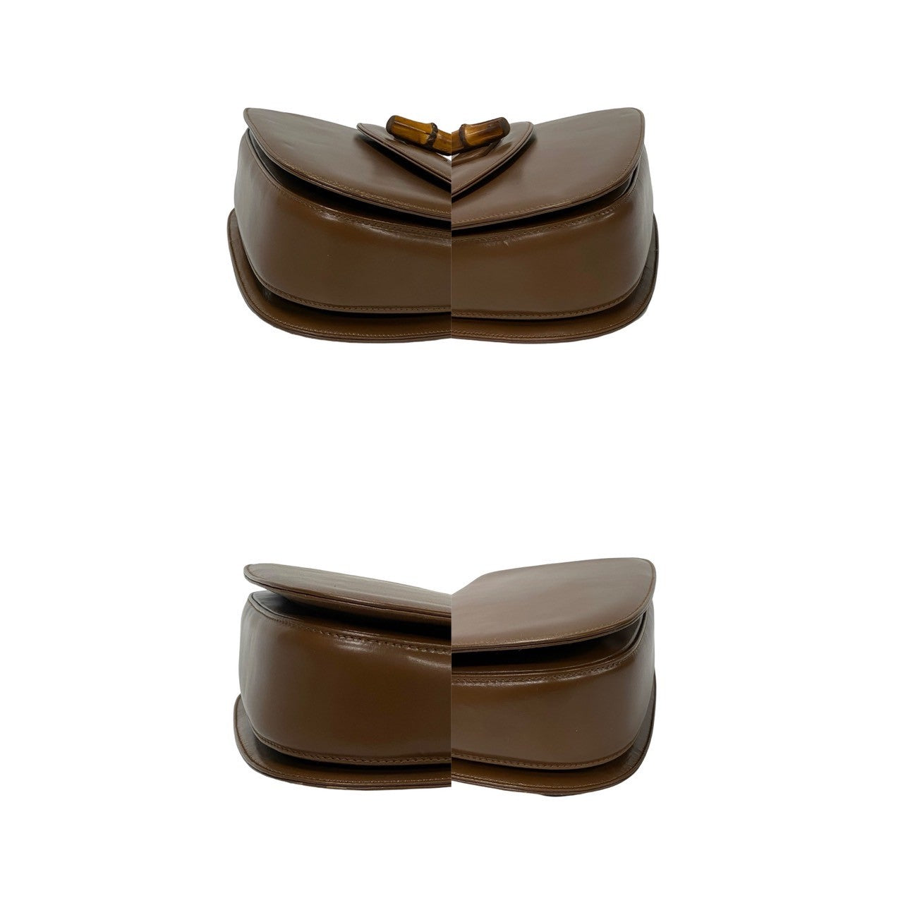GUCCI Handbag leather Brown Bamboo Old Gucci