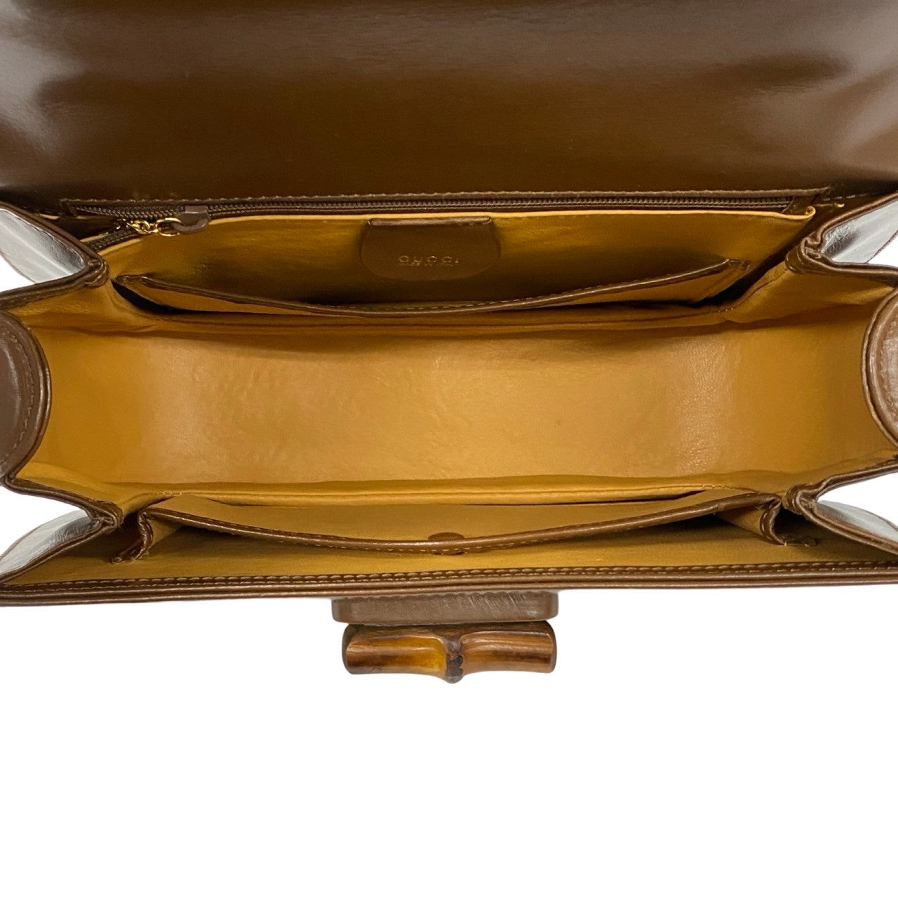 GUCCI Handbag leather Brown Bamboo Old Gucci