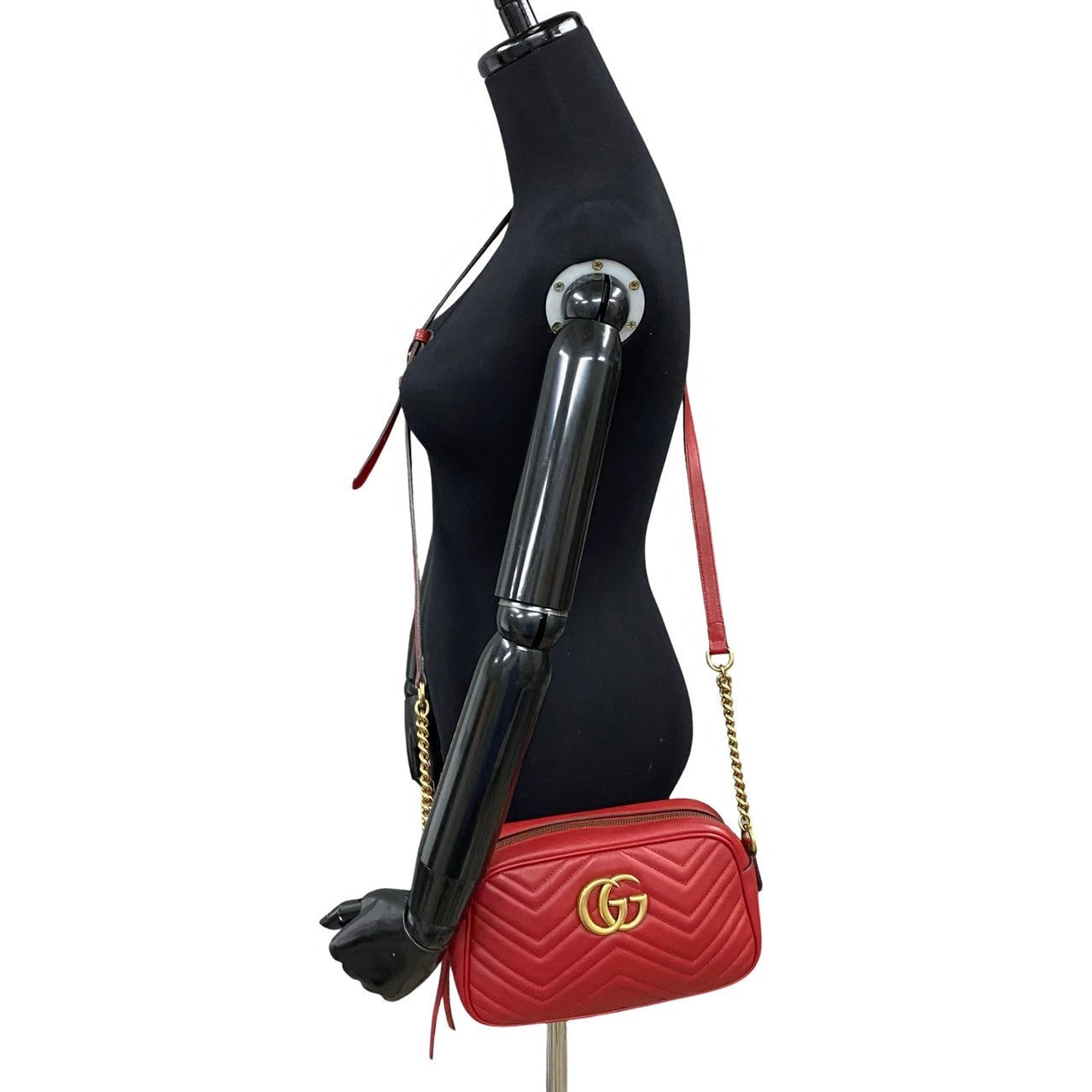 GUCCI Shoulder Bag leather Red GG Marmont
