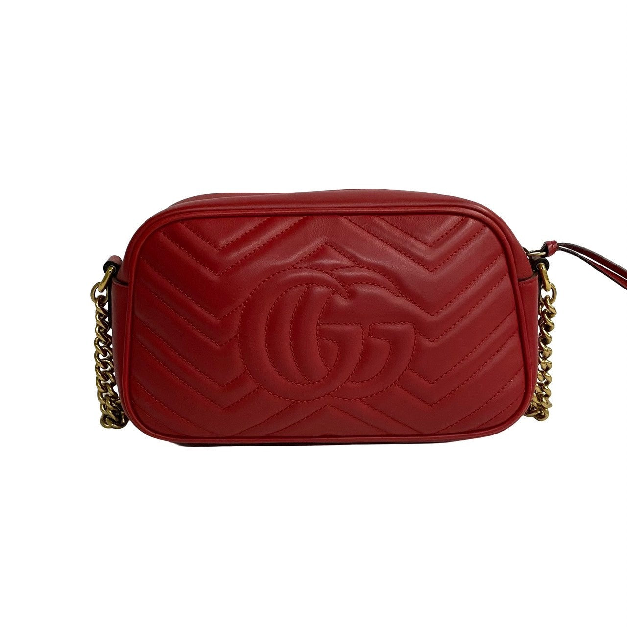 GUCCI Shoulder Bag leather Red GG Marmont