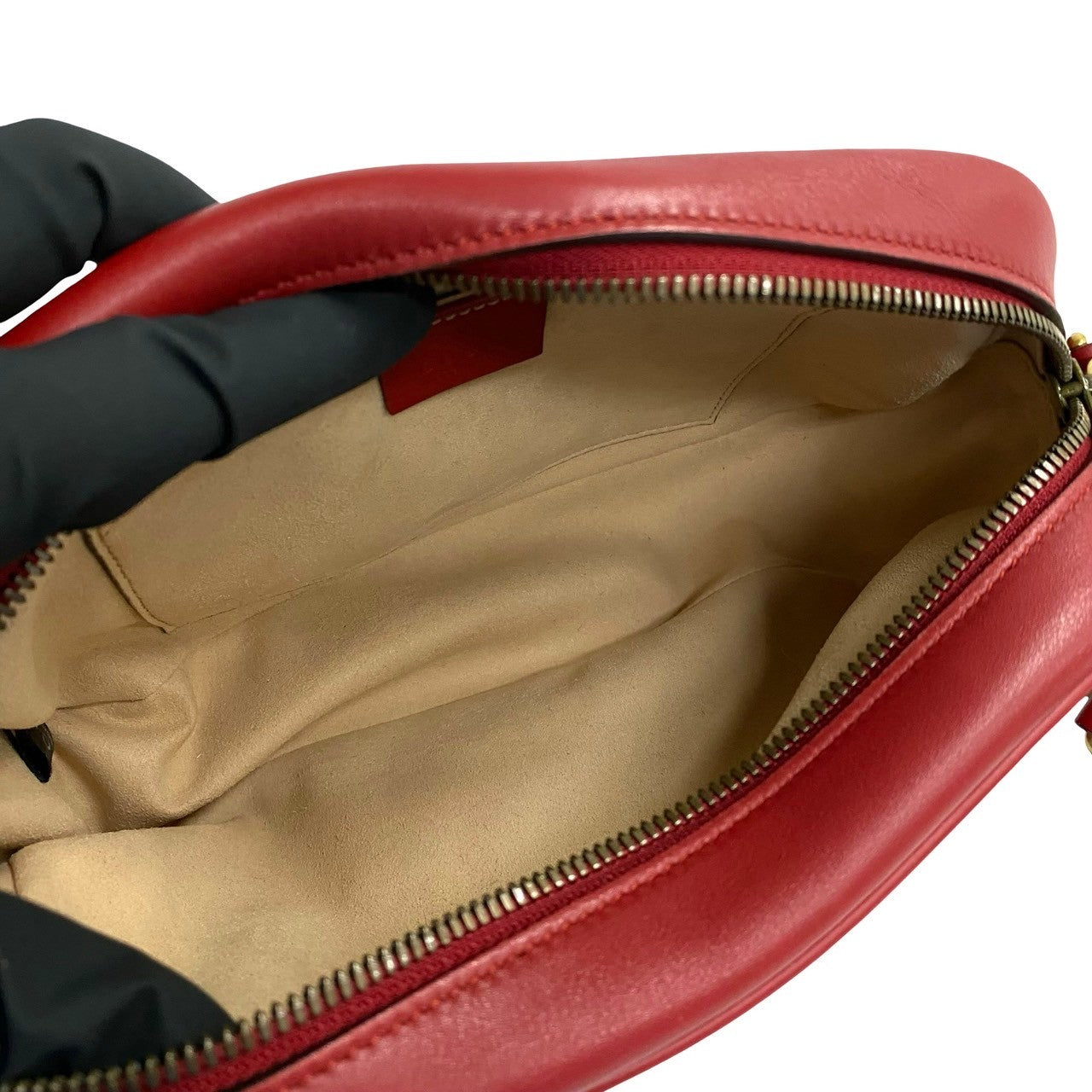GUCCI Shoulder Bag leather Red GG Marmont