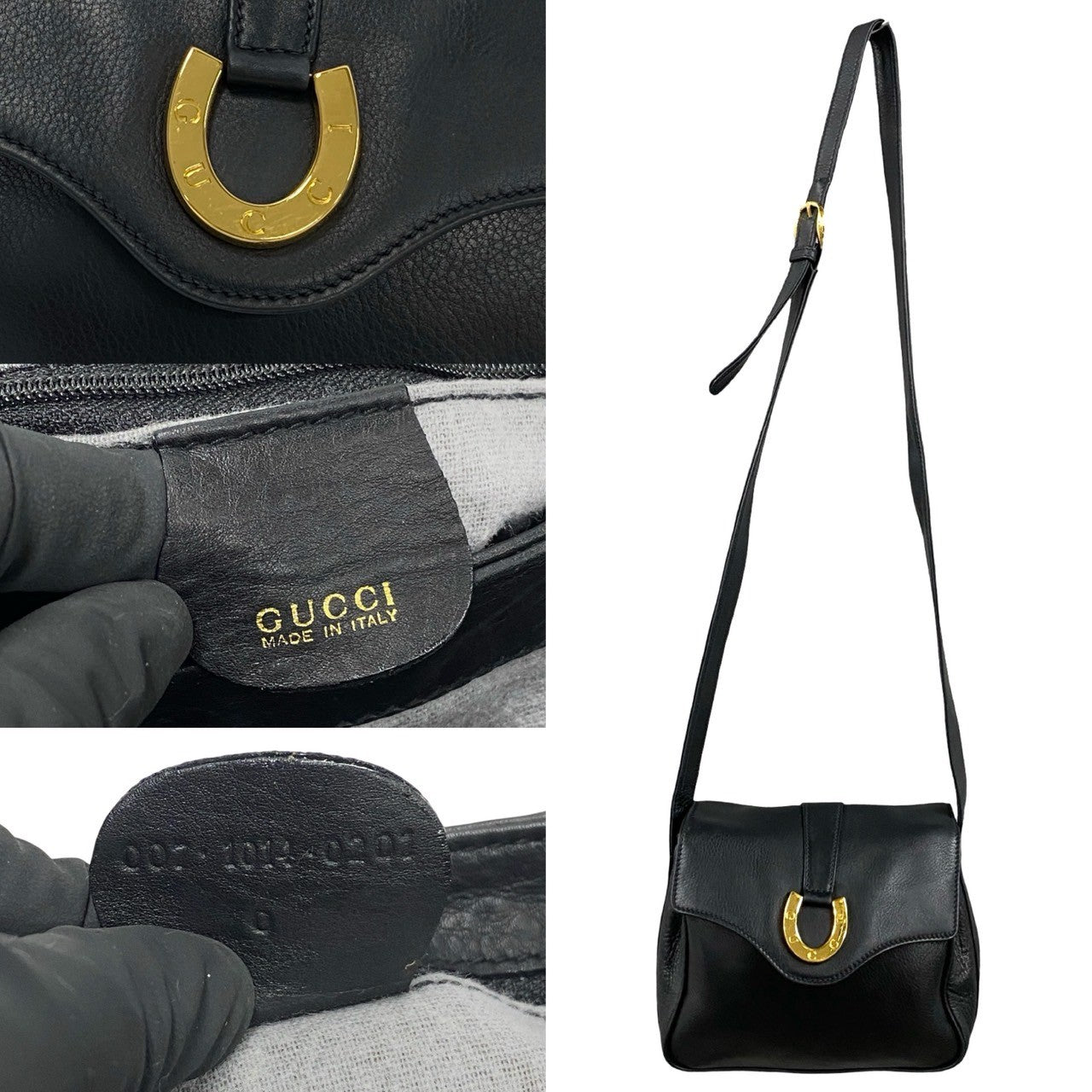 GUCCI Shoulder Bag leather black Old Gucci