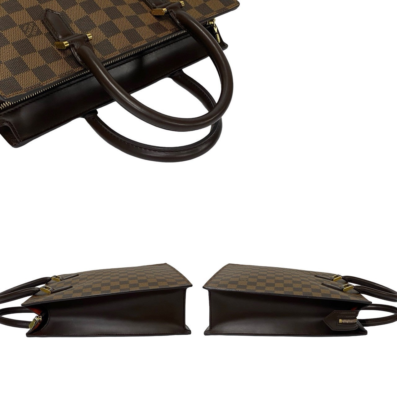 LOUIS VUITTON Handbag leather Brown Damier Venice