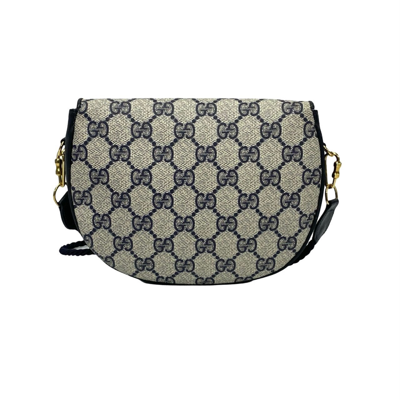 GUCCI Shoulder Bag leather Navy Old Gucci