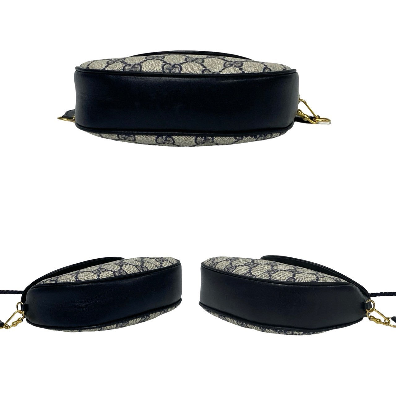 GUCCI Shoulder Bag leather Navy Old Gucci