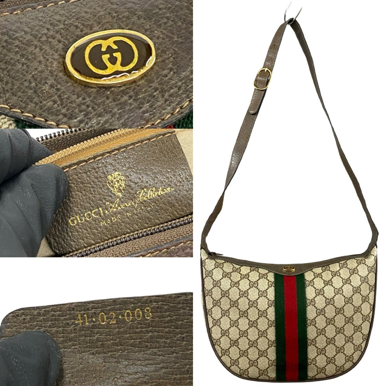 GUCCI Shoulder Bag leather Brown Sherry line