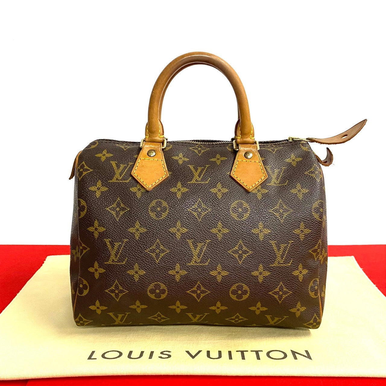LOUIS VUITTON Boston Duffel bag leather Brown Monogram Speedy 25