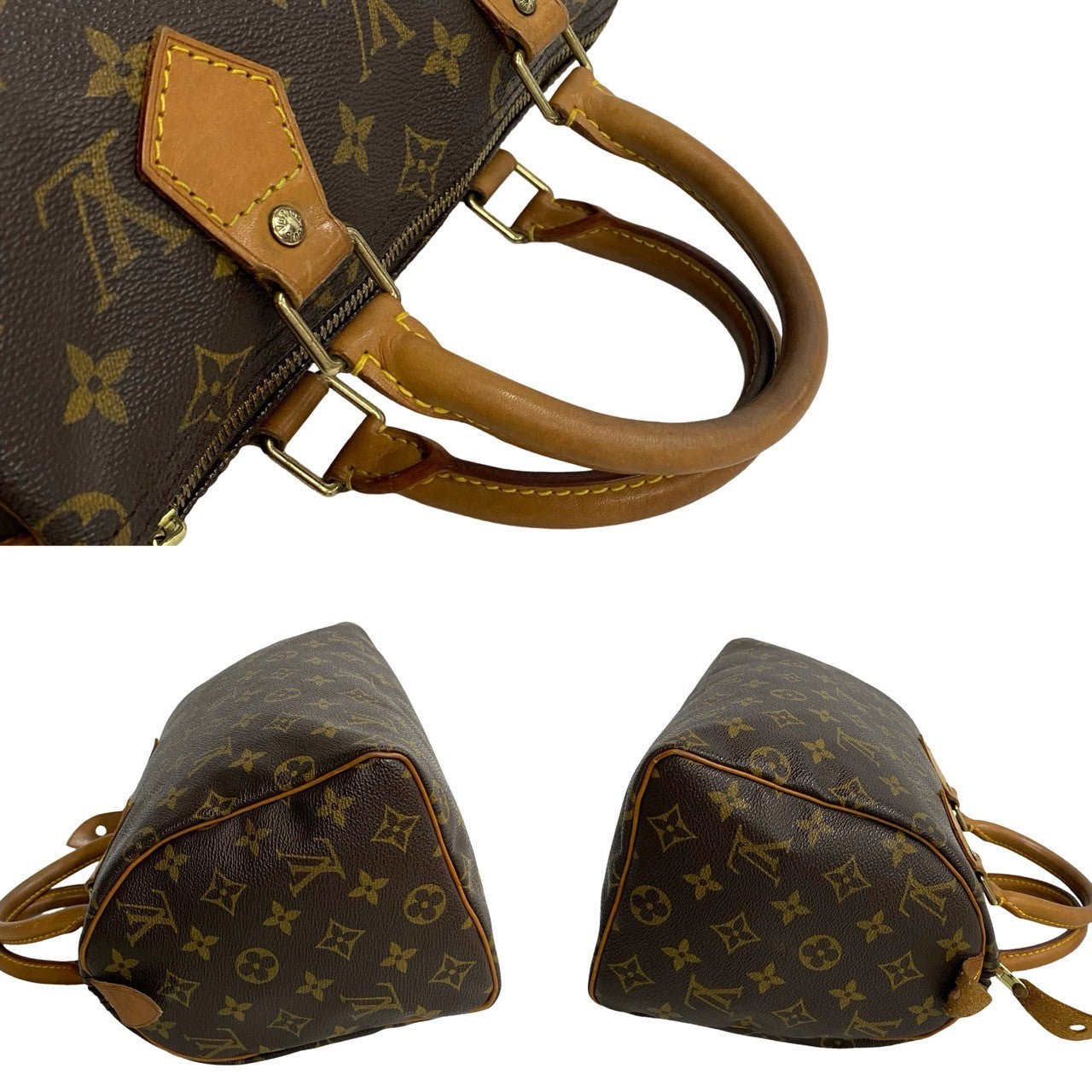 LOUIS VUITTON Boston Duffel bag leather Brown Monogram Speedy 25