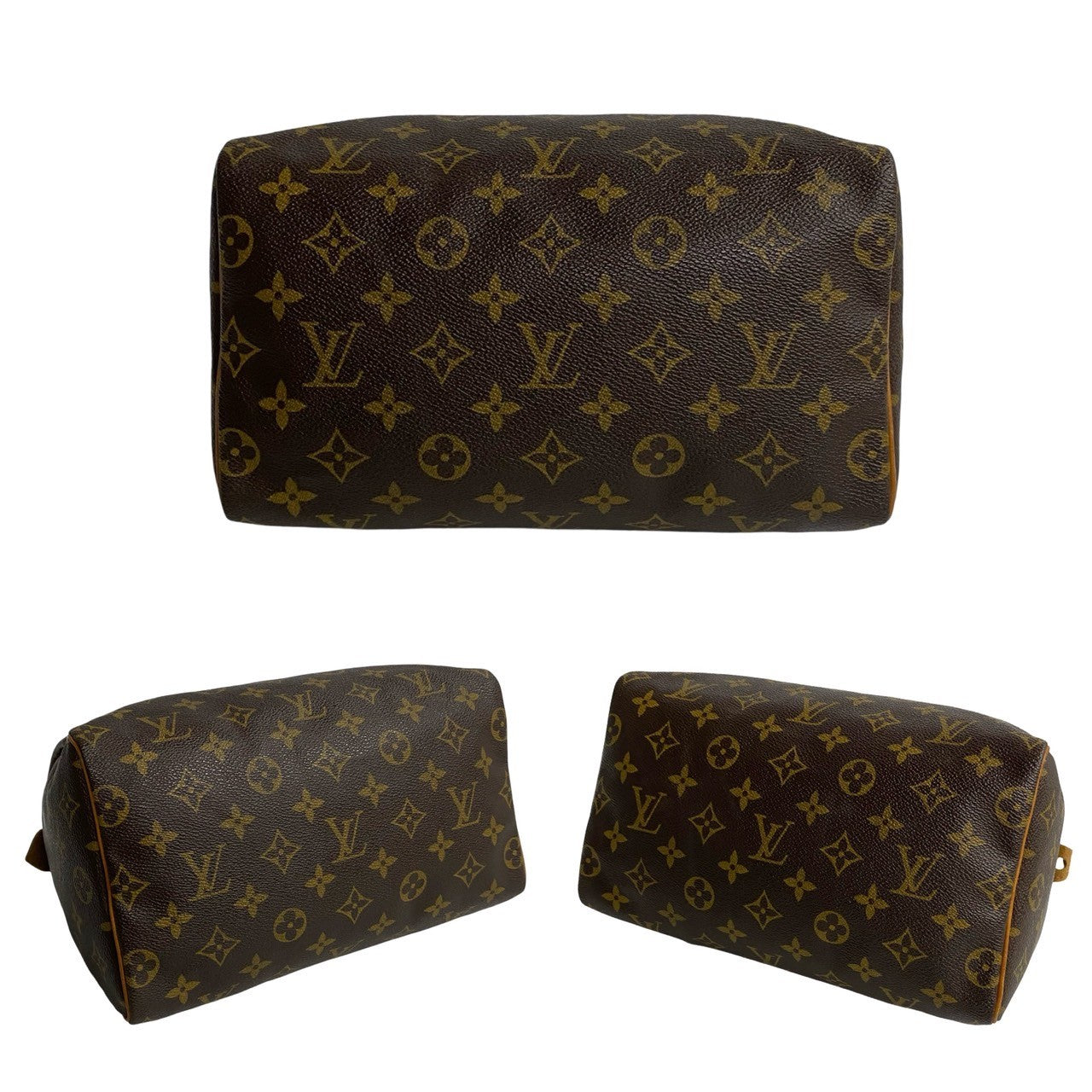LOUIS VUITTON Boston Duffel bag leather Brown Monogram Speedy 25