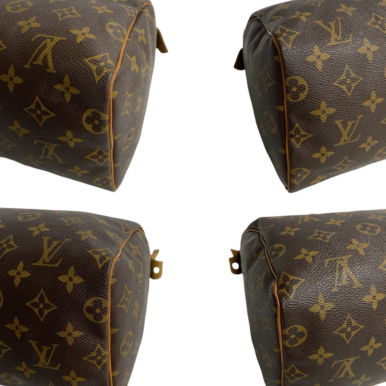 LOUIS VUITTON Boston Duffel bag leather Brown Monogram Speedy 25